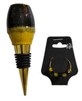 black and gold wine stopper w/matching wine identifier 