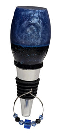 Wine stopper w/matching beaded wine glass identifier (epoxy resin)