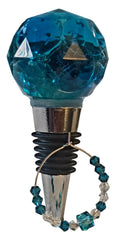 Wine stopper w/matching beaded wine glass identifier (epoxy resin)